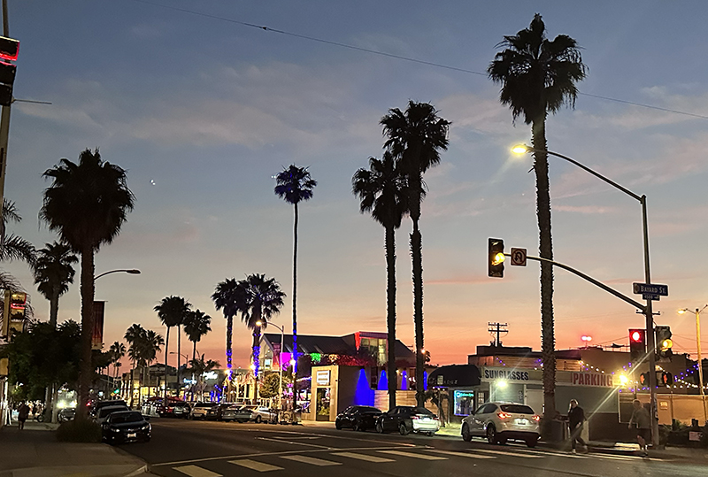 Garnet Ave in Pacific Beach at night