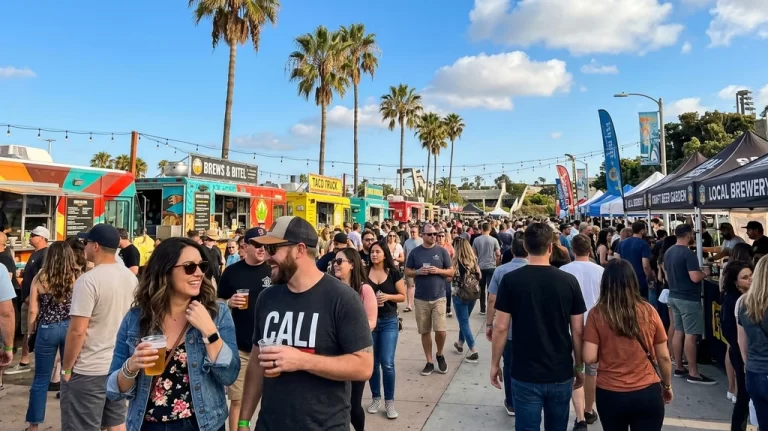 Outdoor festival crowd in San Diego on a sunny spring day